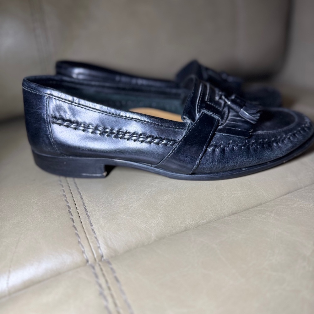 Men's DAVID TAYLOR "Ohare" Black Leather Tassel Kiltie Loafers 9D/ 42.5 EU